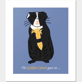 Black Guinea Pig with Golden Carrot Posters and Art